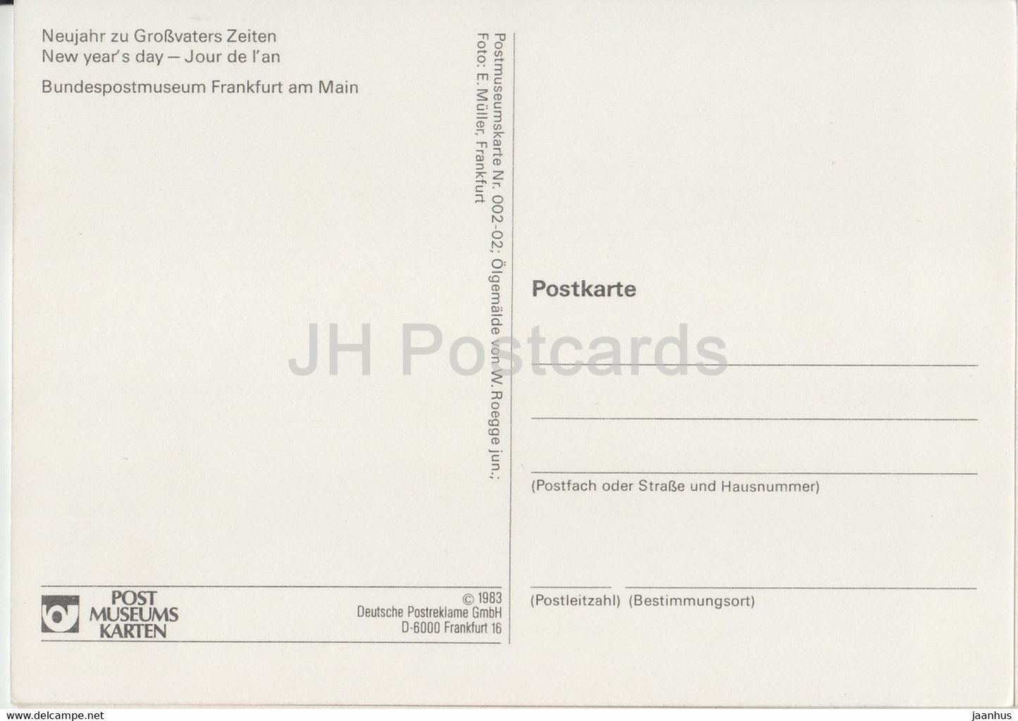 painting by Wilhelm Roegge - Neujahr zu Grossvaters Zeiten - New Years Day - German art - 1983 - Germany - unused