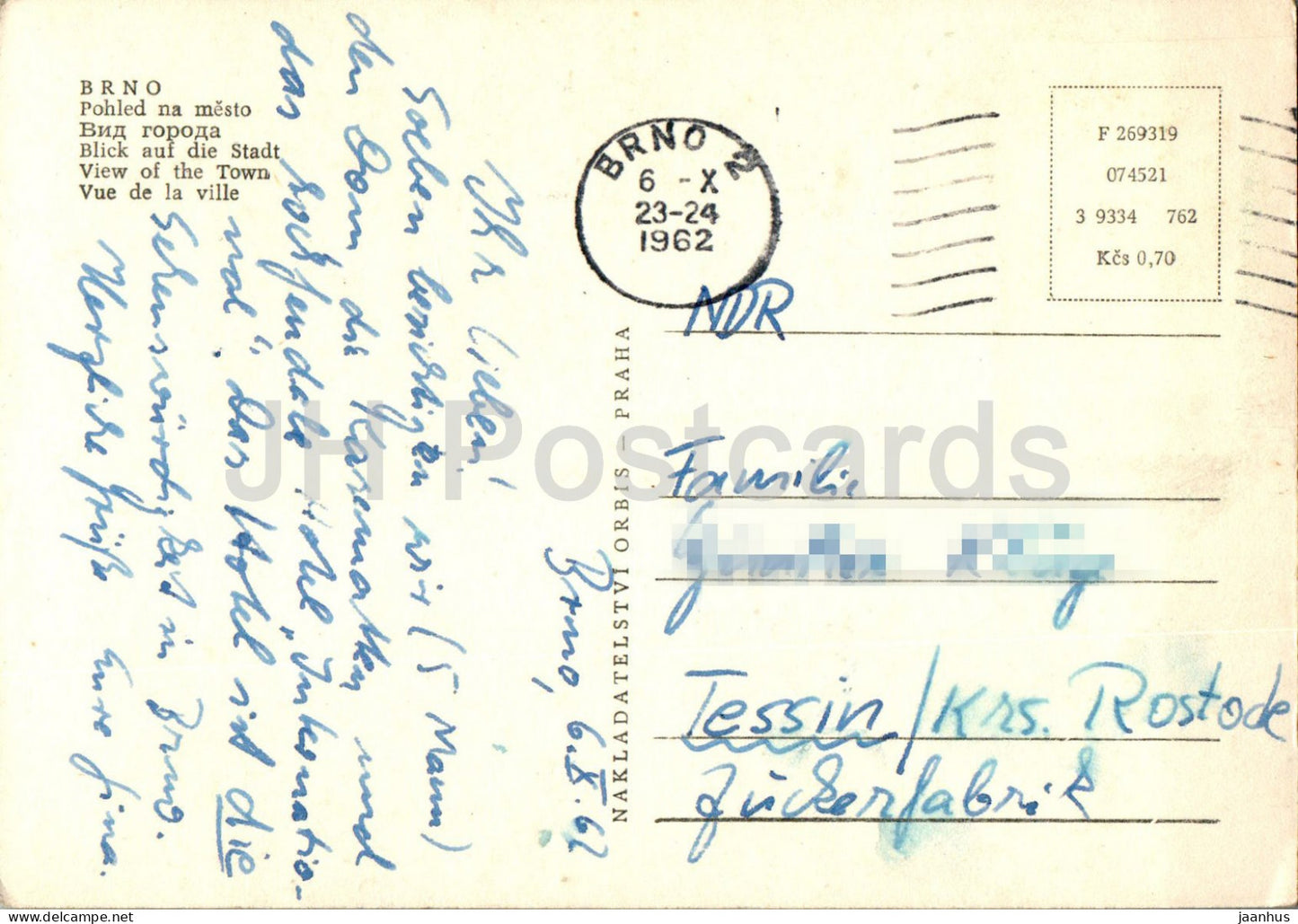 Brno - Pohled na mesto - View of the Town - 1962 - Czech Repubic - Czechoslovakia - used