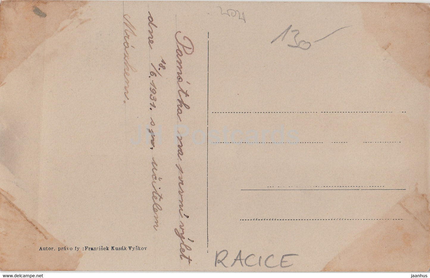 Racicky Zamek - Racice - Schloss - alte Postkarte - Tschechien - gebraucht