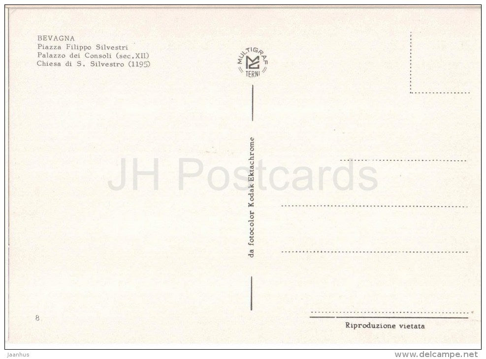Piazza Filippo Silvestri , Palazzo dei Consoli - palace - Bevagna - Perugia - Umbria - 8 - Italy - Italia - unused - JH Postcards