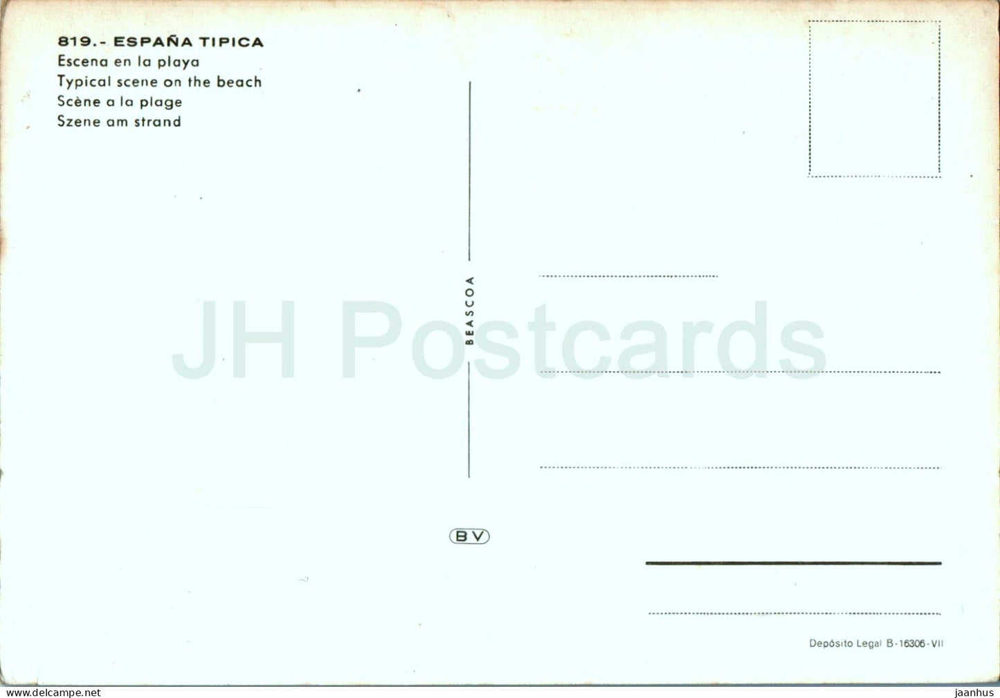 Espana Tipica - Escena en la playa - beach - animals - donkey - 819 - Spain - unused