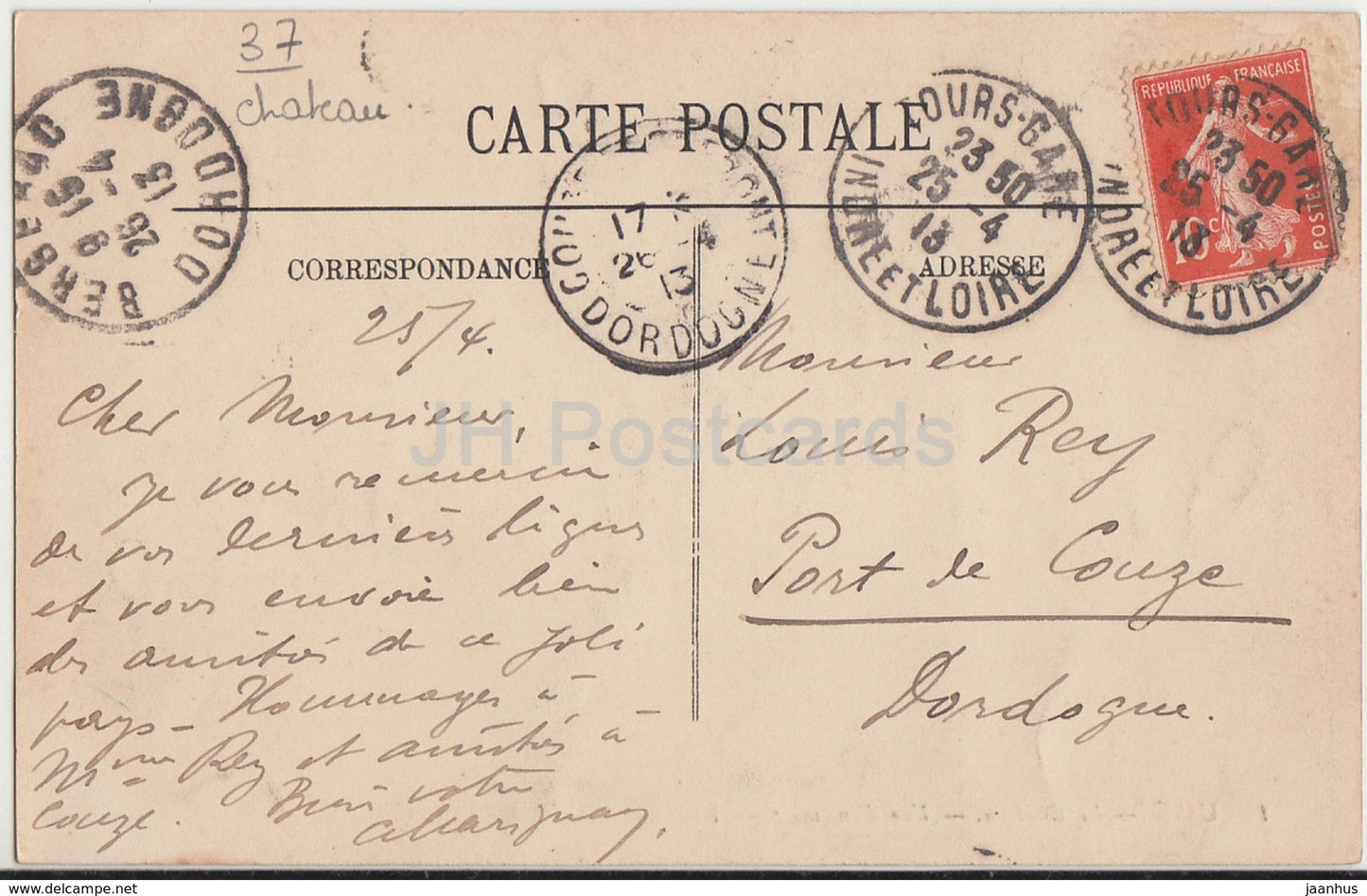 Usse - Le Château - Vue d'ensemble - château - 1 - 1913 - carte postale ancienne - France - utilisé