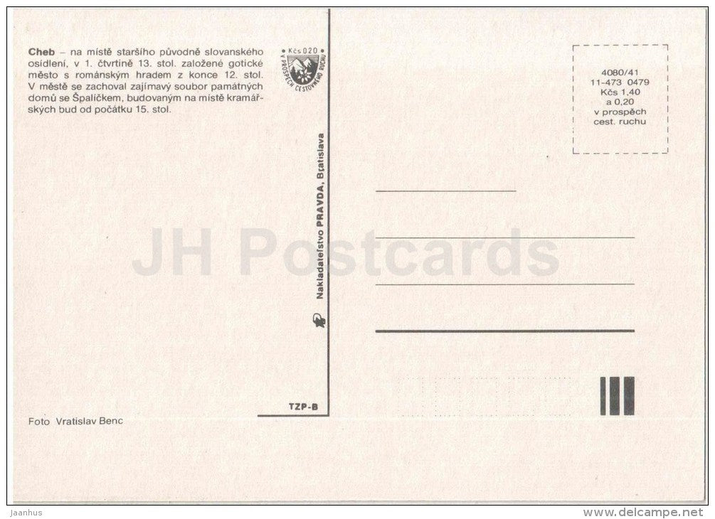 Cheb - architecture - town views - Czechoslovakia - Czech - unused - JH Postcards