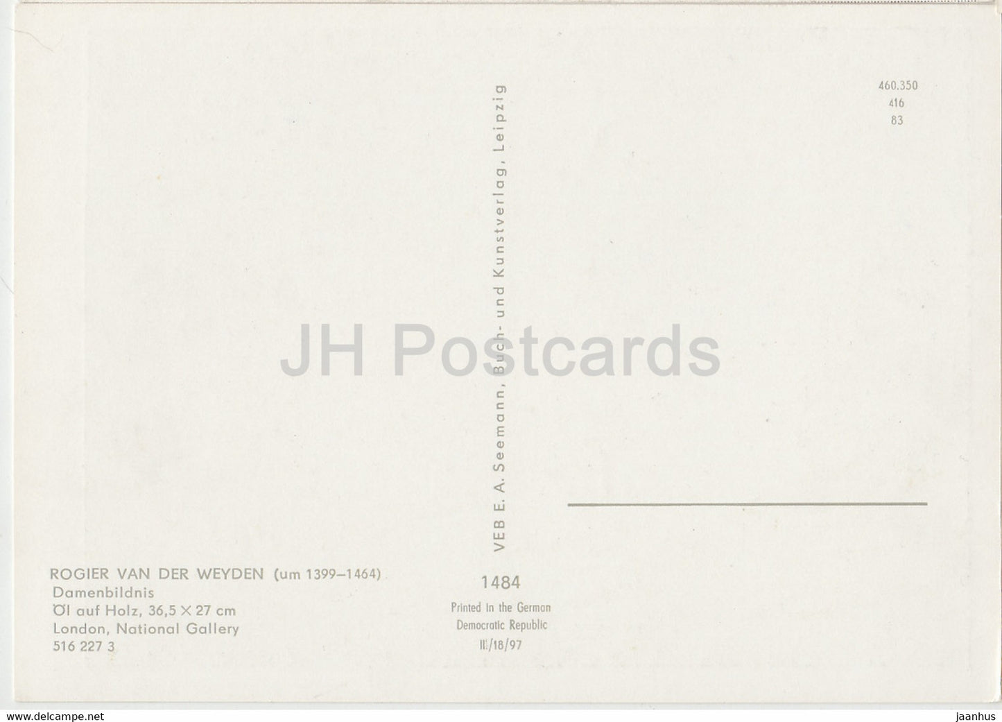 peinture de Rogier van der Weyden - Damenbildnis - art - Allemagne DDR - inutilisé