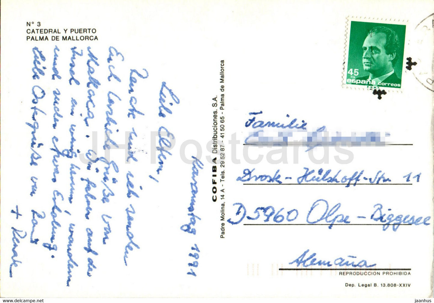 Palma de Mallorca - Catedral y Puerto - boat - cathedral - 3 - 1991 - Spain - used