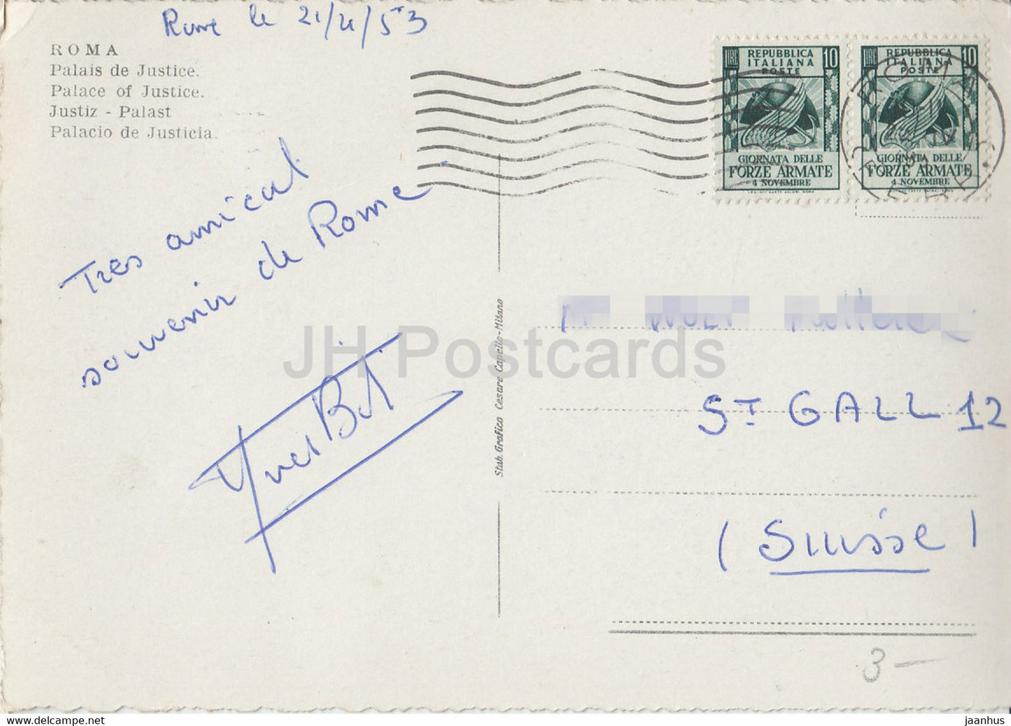Roma - Rom - Palazzo di Giustizia - Justizpalast - alte Postkarte - 1953 - Italien - gebraucht