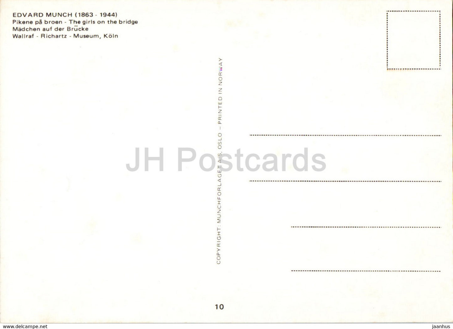 painting by Edvard Munch - Girls on the Bridge - Madchen auf der Brucke - Norwegian art - Norway - unused