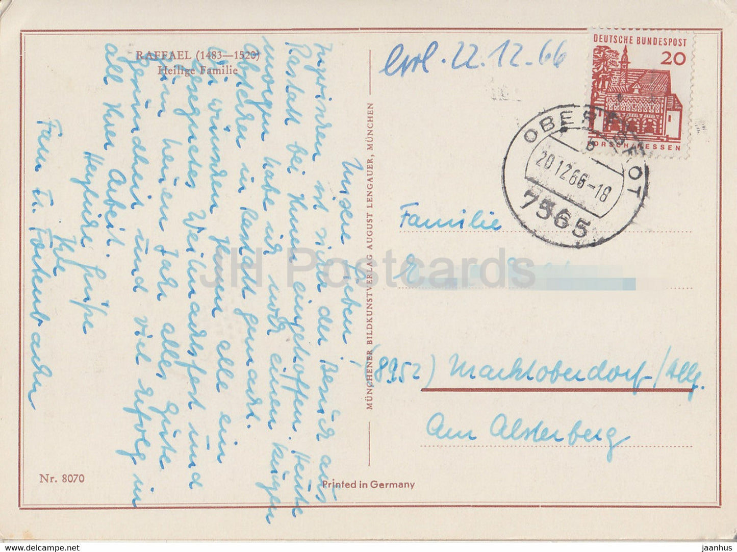 Gemälde von Raffael – Heilige Familie – Italienische Kunst – 1966 – Deutschland – gebraucht