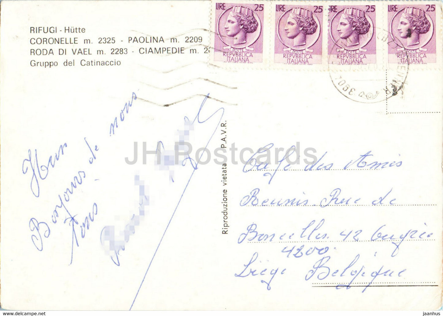 Rifugi Hutte - Coronelle - Paolina - Roda di Vael - Ciampedie - Gruppo del Catinaccio - 1976 - Italy - used
