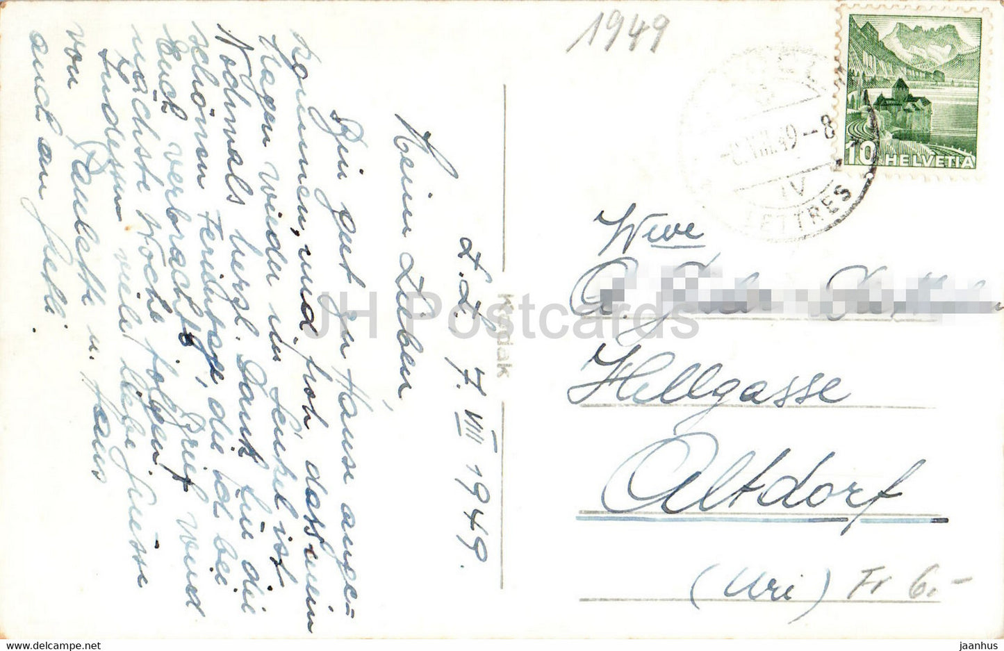 By the sea - 1949 - old postcard - Switzerland - used