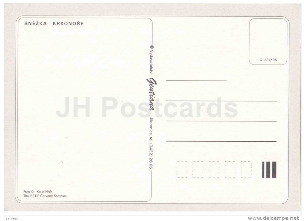 Snezka mountain - Krkonose - highest peak of the Giant Mountains - Czech Republic - unused - JH Postcards