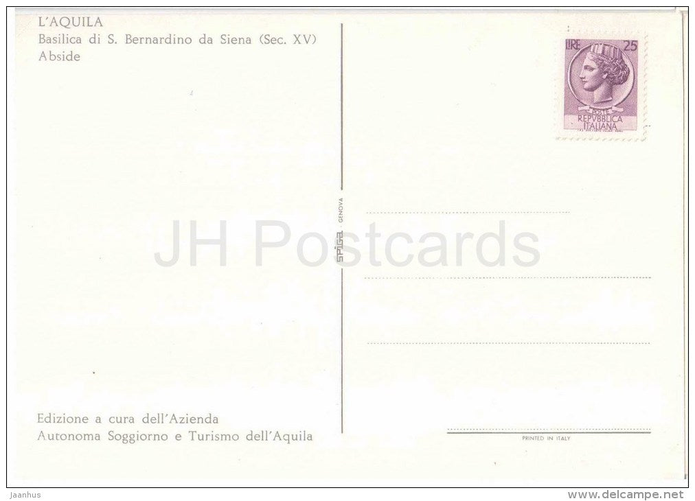 Basilica di S. Bernardino da Siena , abside - Basilica of St. Bernardine of Siena - L´Aquila - Italia - Italy - un - JH Postcards