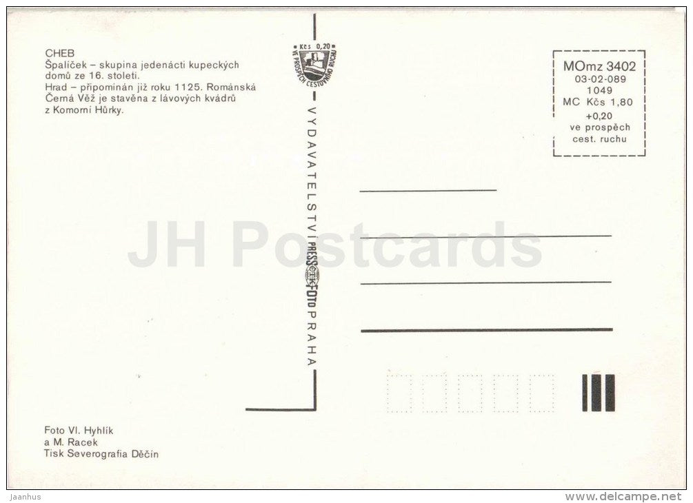 Cheb - Spalicek - castle - architecture - town views - Czechoslovakia - Czech - unused - JH Postcards