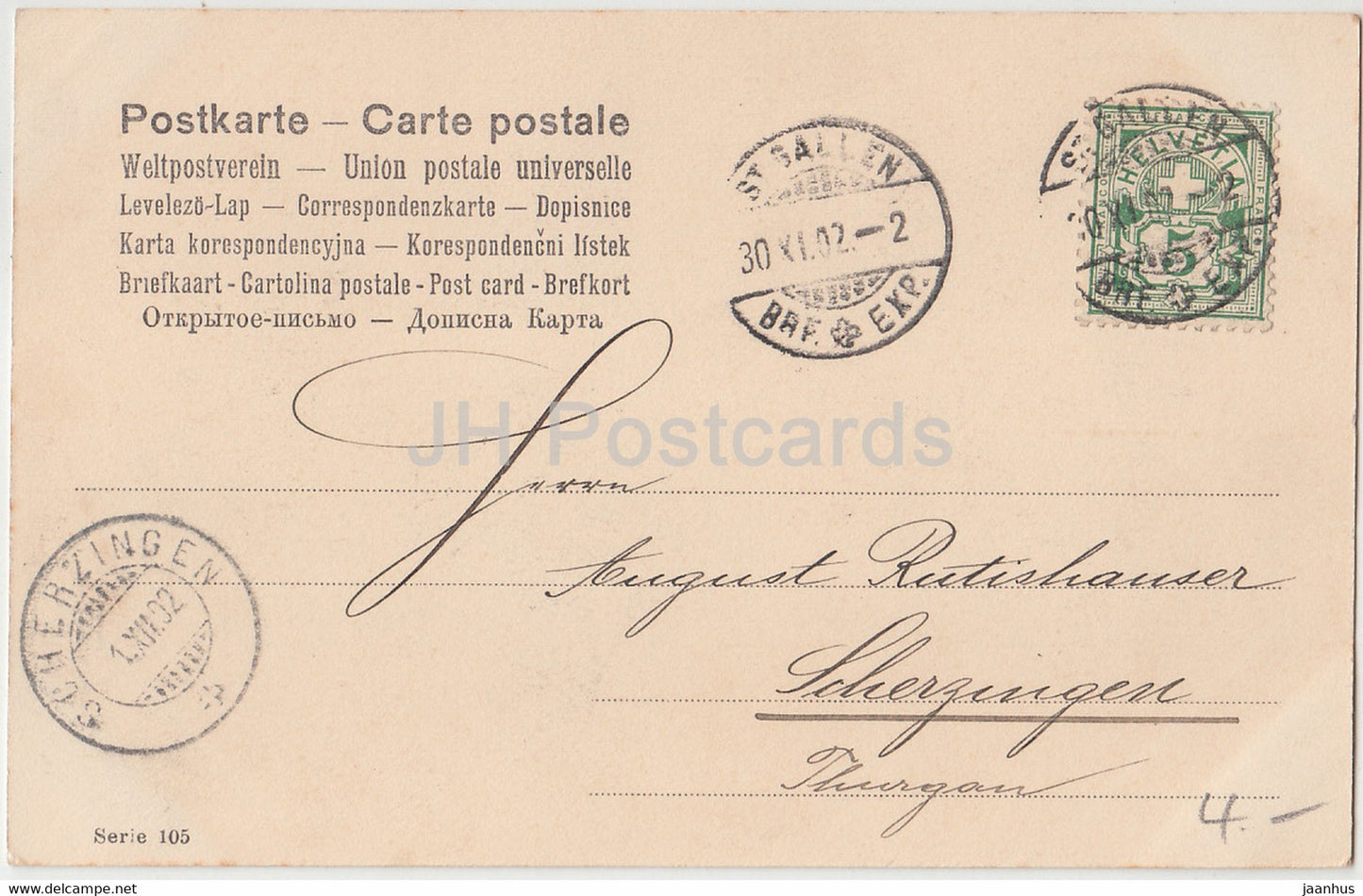 garçons qui fument - enfants - Série 105 - illustration - carte postale ancienne - 1902 - occasion