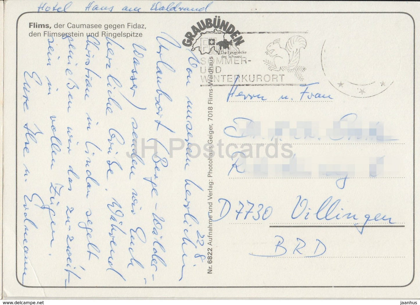 Flims - der Caumasee gegen Fidaz - Flimserstein und Ringelspitze - 6822 - Switzerland - used