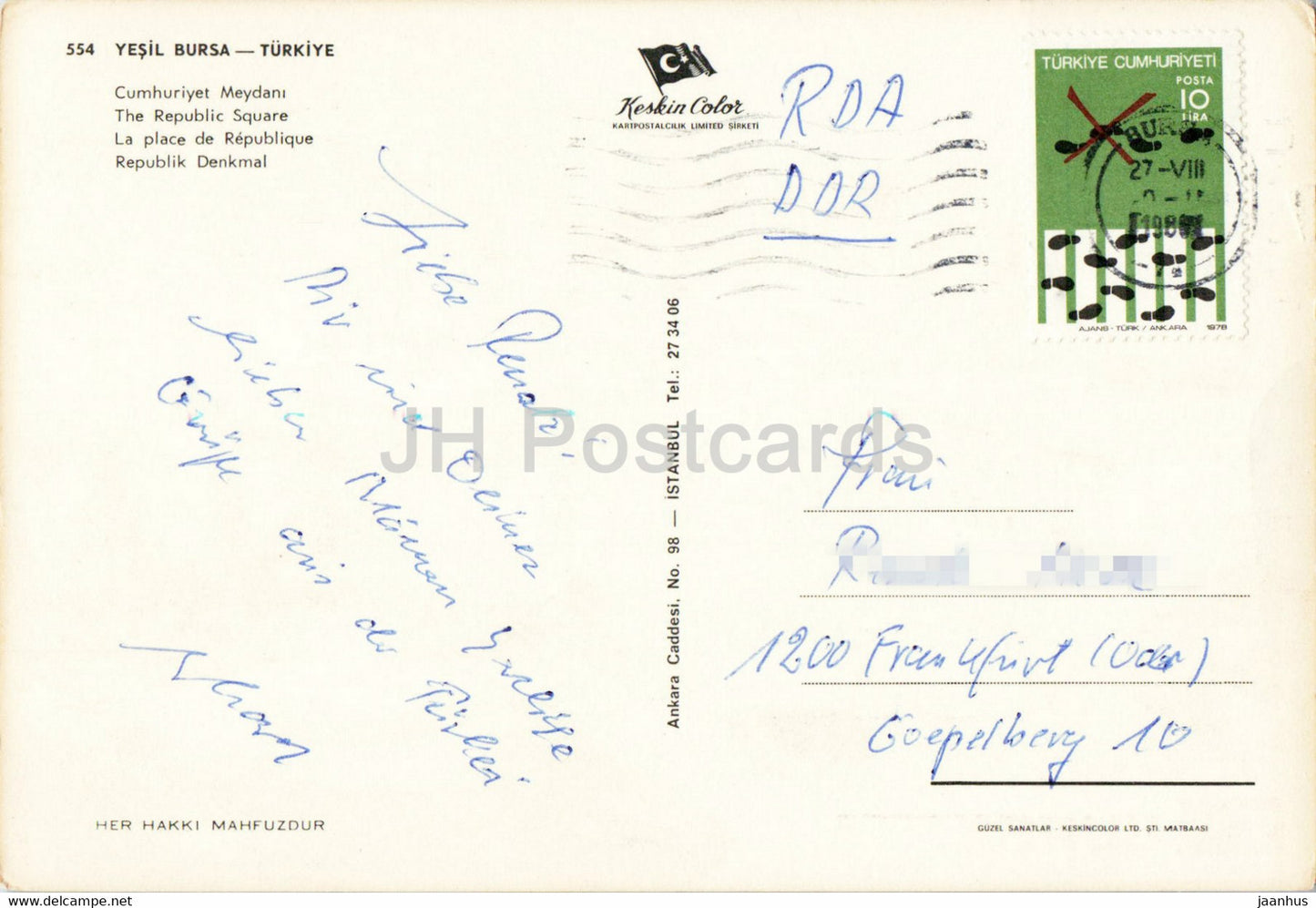 Bursa - Place de la République - bus - 554 - Keskin - 1984 - Turquie - occasion