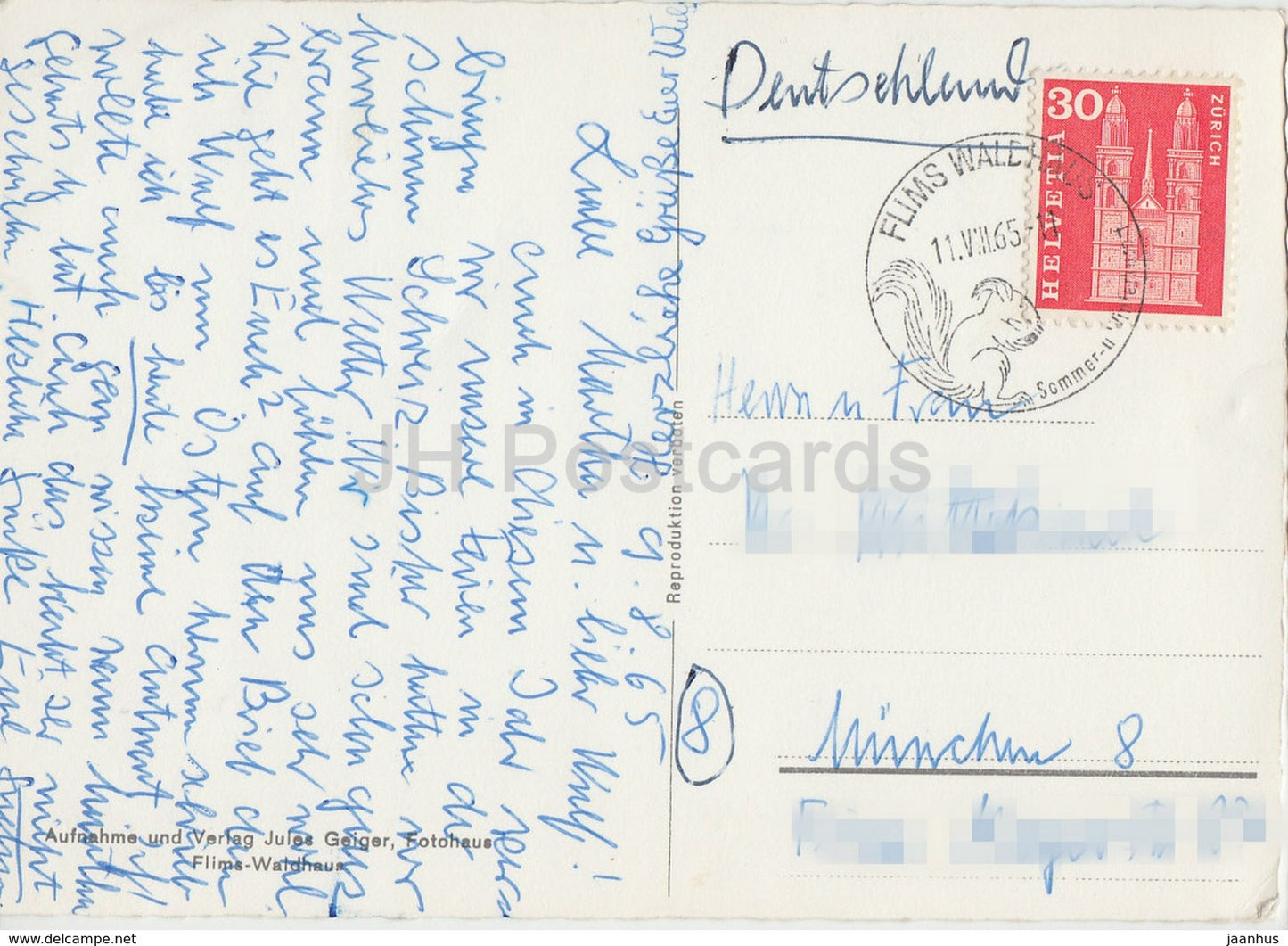 Flims gegen Segnespass - 8340 - 1965 - Switzerland - used