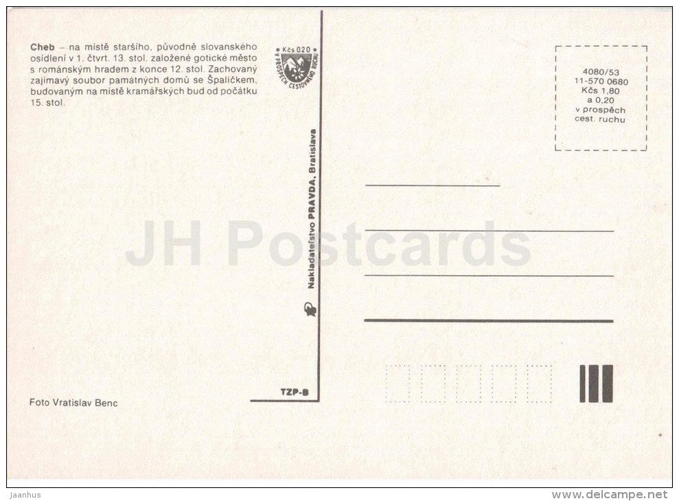 Cheb - old town - architecture - town views - Czechoslovakia - Czech - unused - JH Postcards