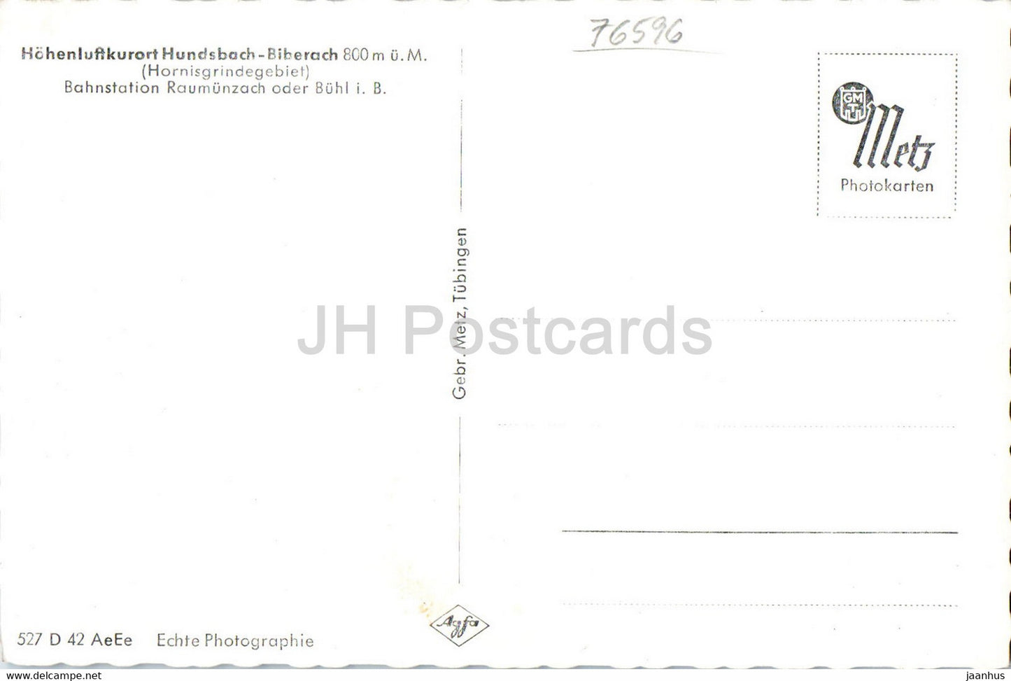 Hundsbach Biberach 800 m - Bahnhof Raumunzach - alte Ansichtskarte - Deutschland - unbenutzt