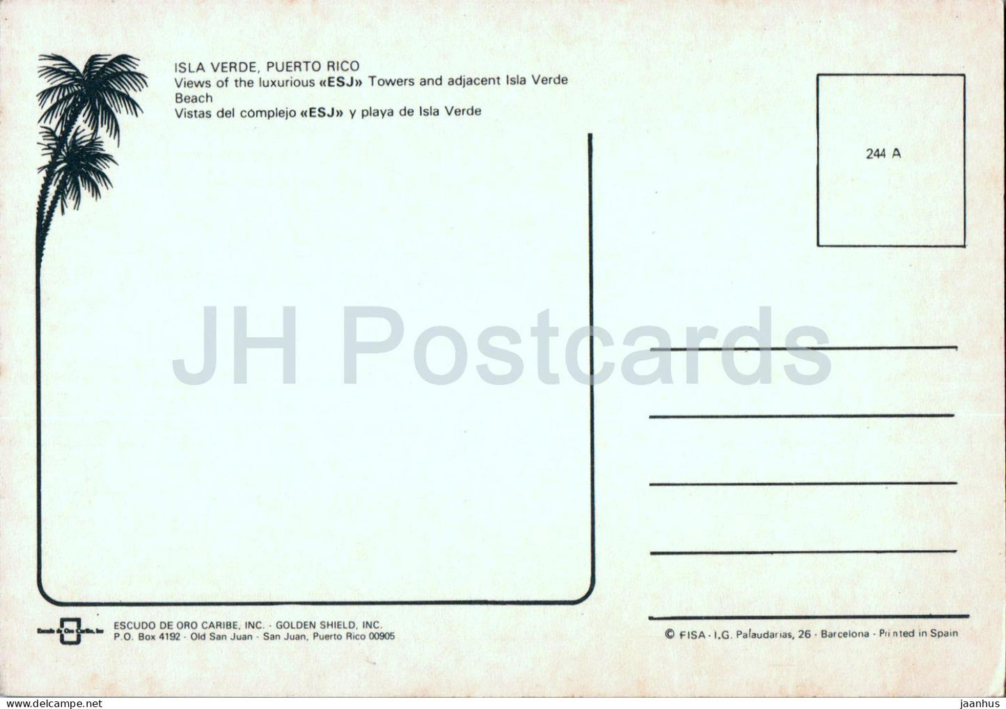 Isla Verde - Vue des luxurios ESJ - plage - bateau - Voilier - 244 - Porto Rico - inutilisé