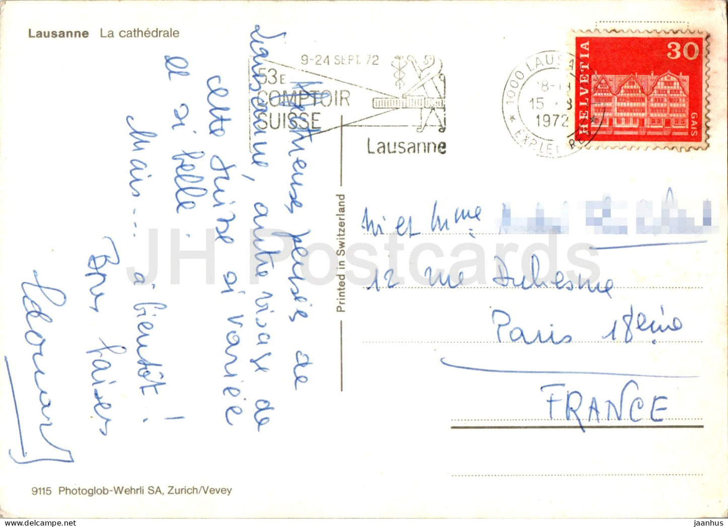 Lausanne - La Cathédrale - cathédrale - 9115 - 1972 - Suisse - occasion