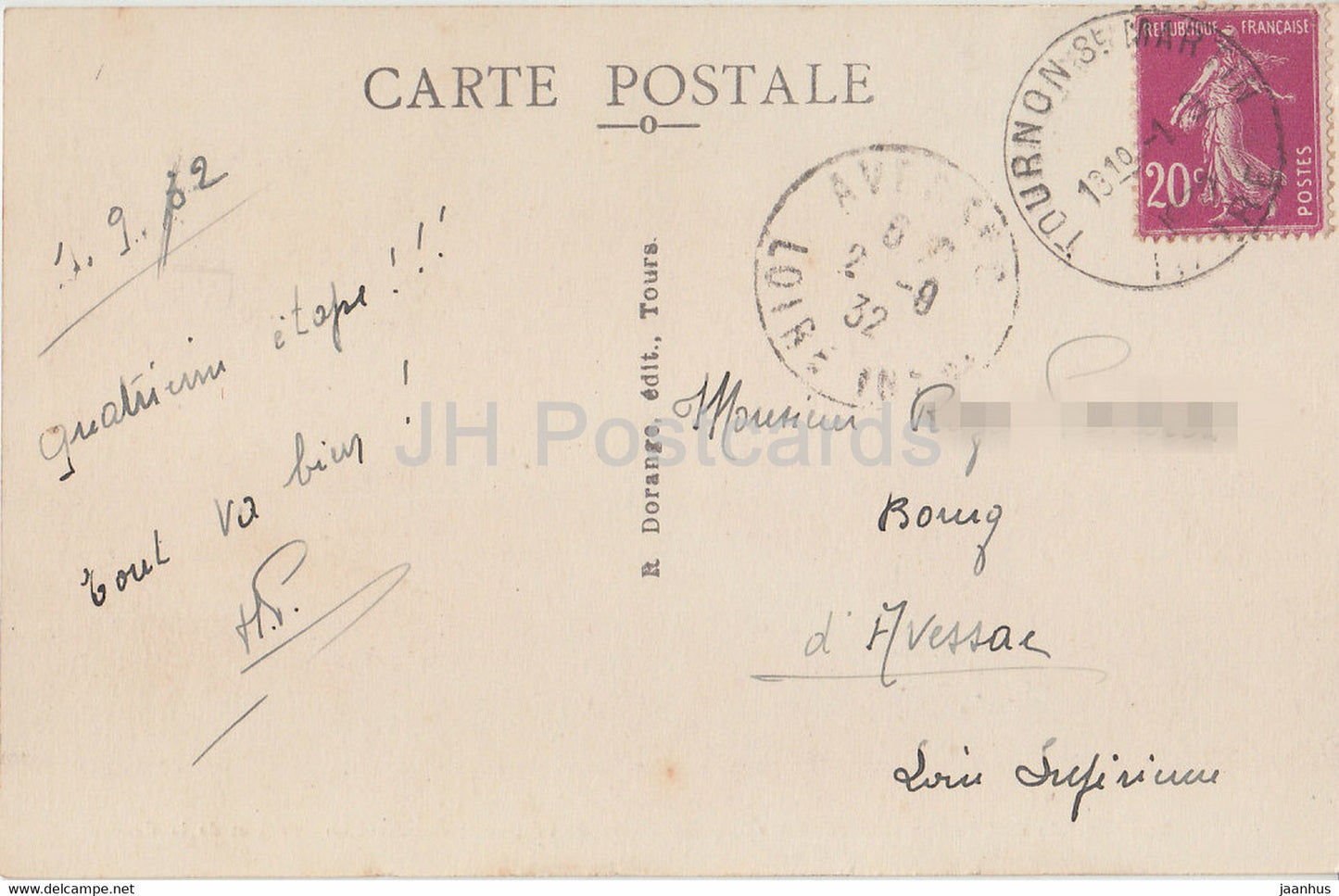 Fontgombault - Vue Generale de Abbaye - 2 - old postcard - 1932 - France - used