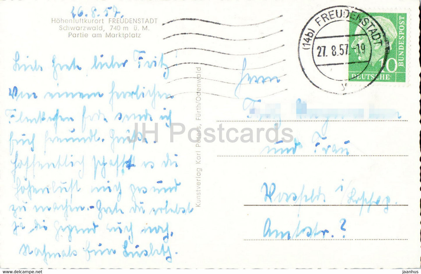Freudenstadt - Party am Marktplatz - alte Postkarte - 1957 - Deutschland - gebraucht