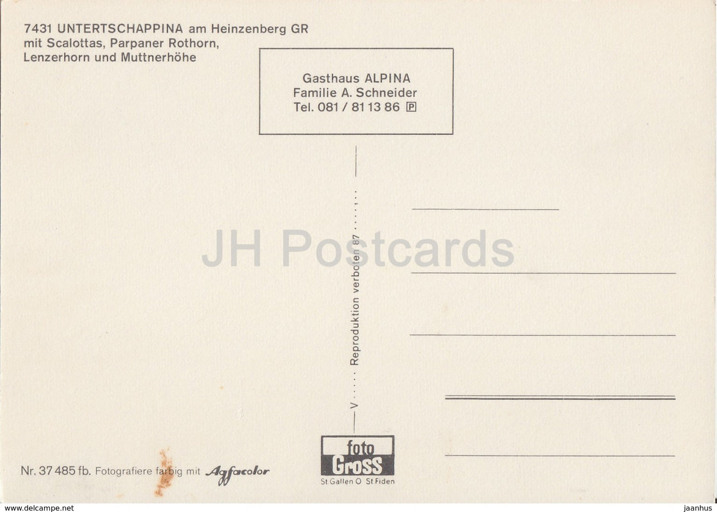 Untertschappina am Heinzenberg - Scalottas - Parpaner Rothorn - Lenzerhorn - Muttnerhohe - 7431 - Suisse - inutilisé