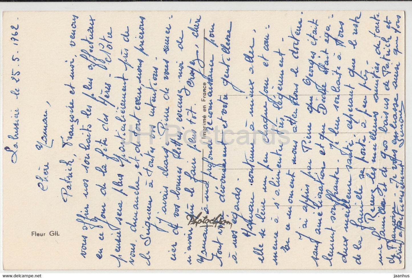 Birthday Greeting Card - Bonne Fete - flowers - tulips - Fleur GIL - illustration - 1962 - France - used