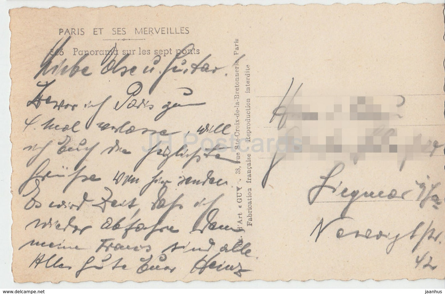 Paris et ses Merveilles - Panorama sur les sept ponts - alte Postkarte - Frankreich - gebraucht