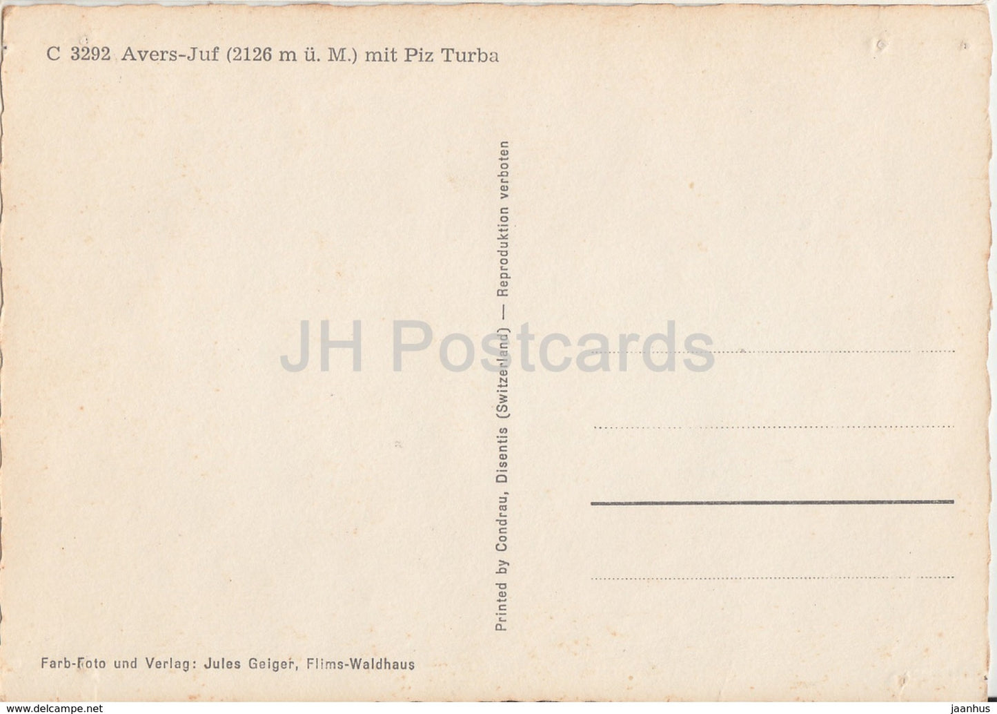 Avers Juf 2126 m mit Piz Turba - 3292 - Schweiz - unbenutzt