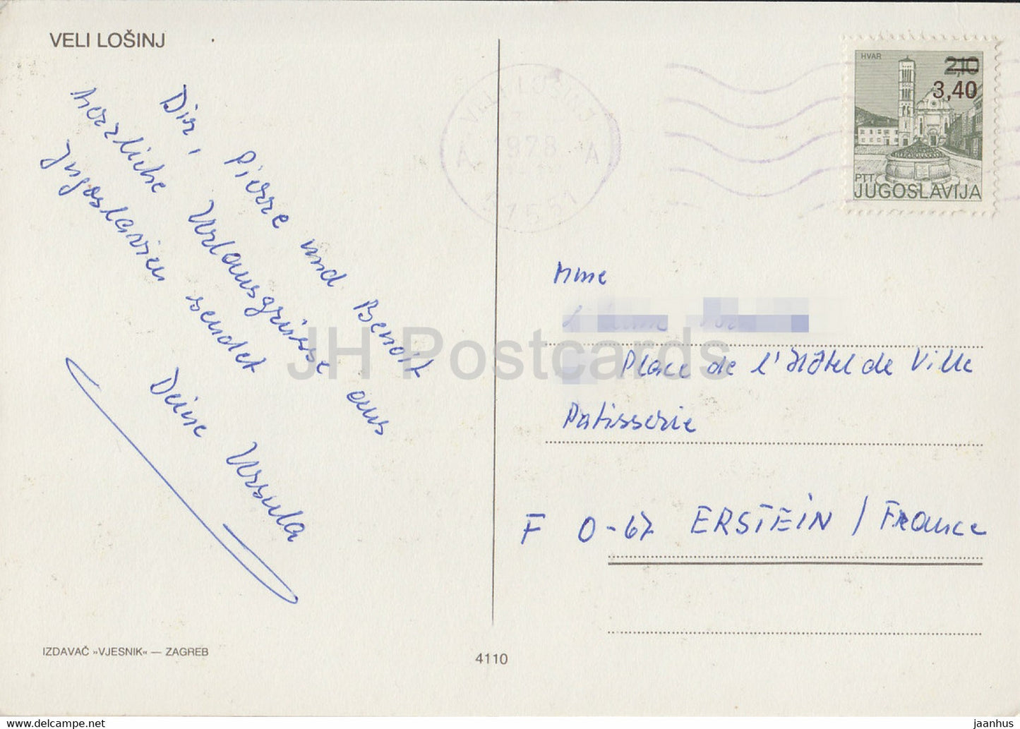 Veli Losinj - plage - voiture Mercedes Benz - BMW - multiview - 4110 - 1978 - Yougoslavie - Croatie - occasion