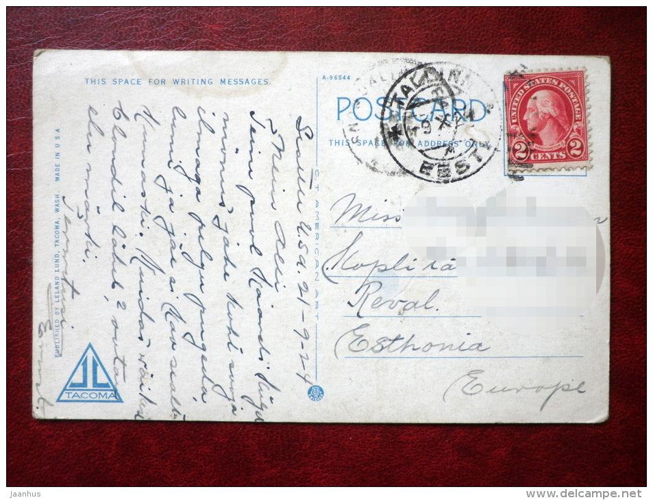 Paradise Inn , Rainier National Park , Washington - old cars - sent to Estonia in 1924 - USA - used - JH Postcards