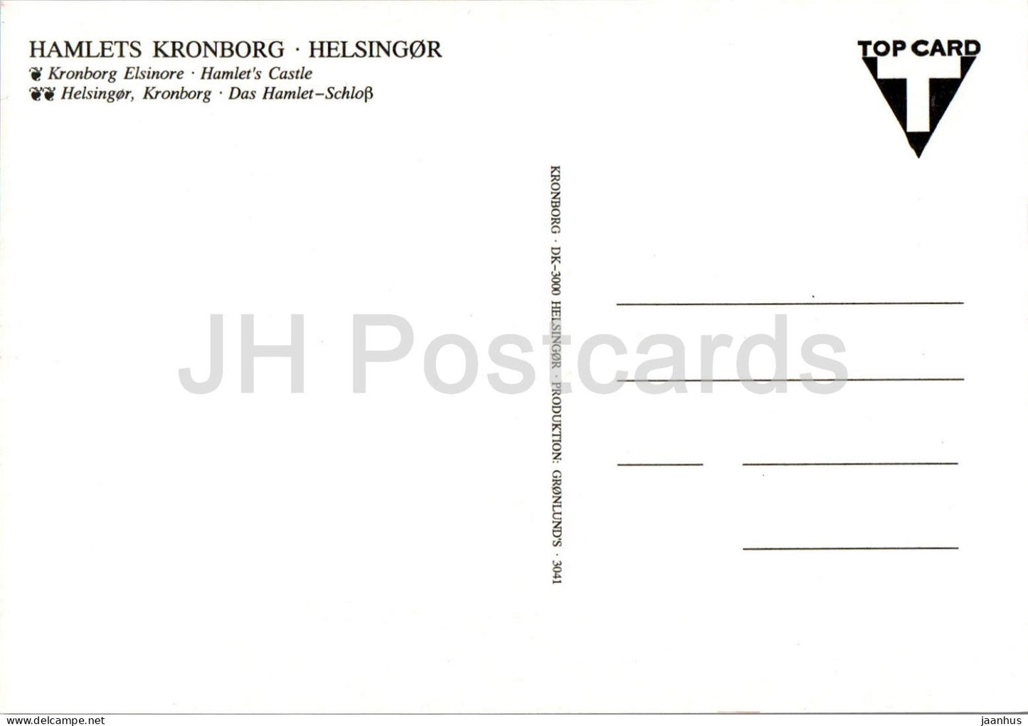 Hamlets Kronborg - Elsinore - Hamlet's Castle - Shakespeare - 3041 - Denmark - unused