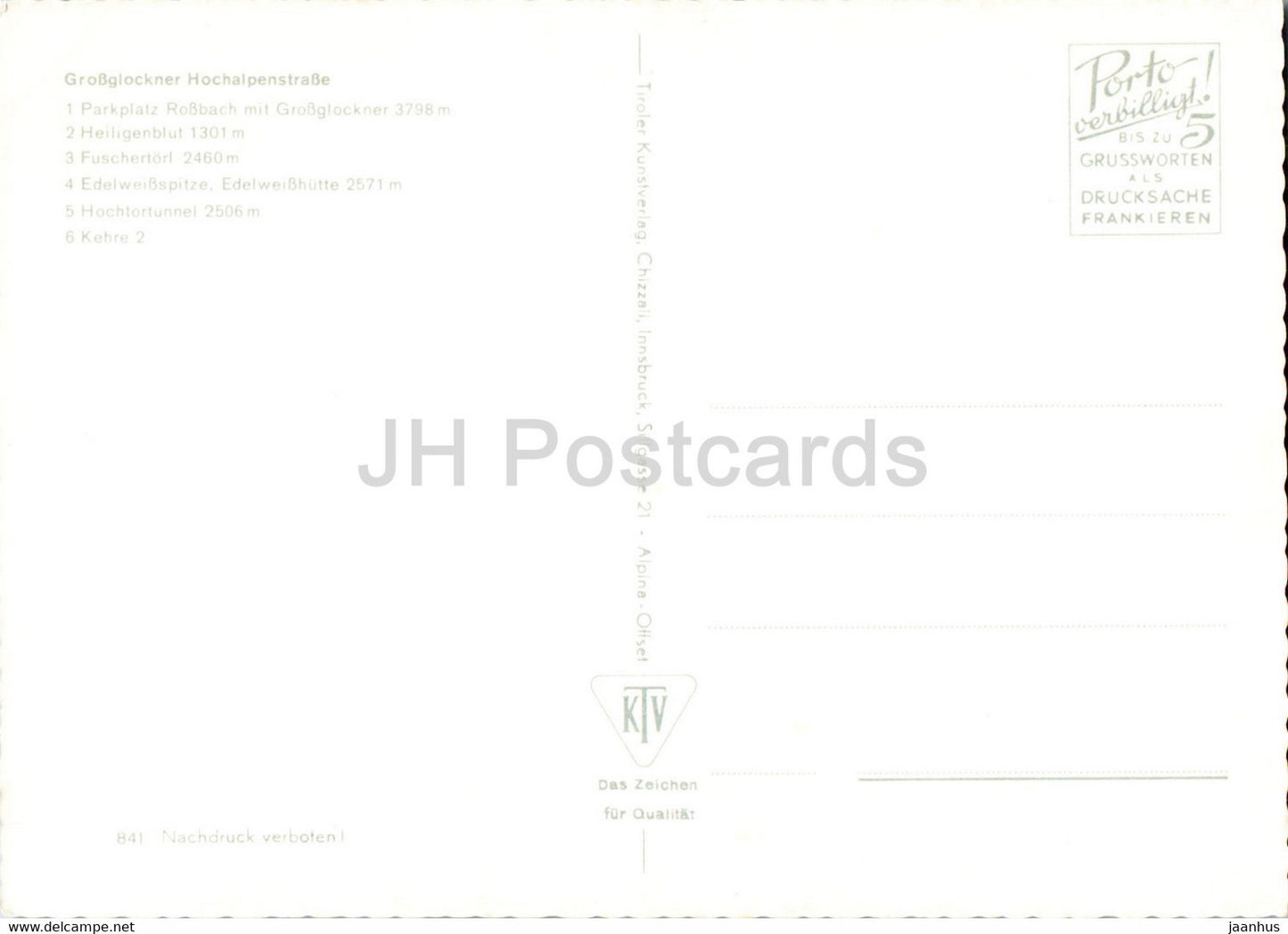 Grossglockner Hochalpenstrasse - Parkplatz Rossbach - Heiligenblut - Fuschertorl - Autriche - inutilisé