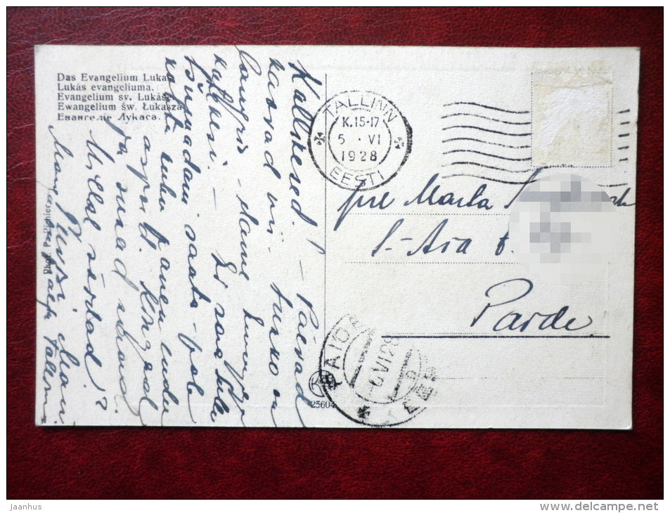 The Gospel of Luke - Das Evangelium Lukas - 25604 - religious man - circulated in Estonia - old postcard - used - JH Postcards
