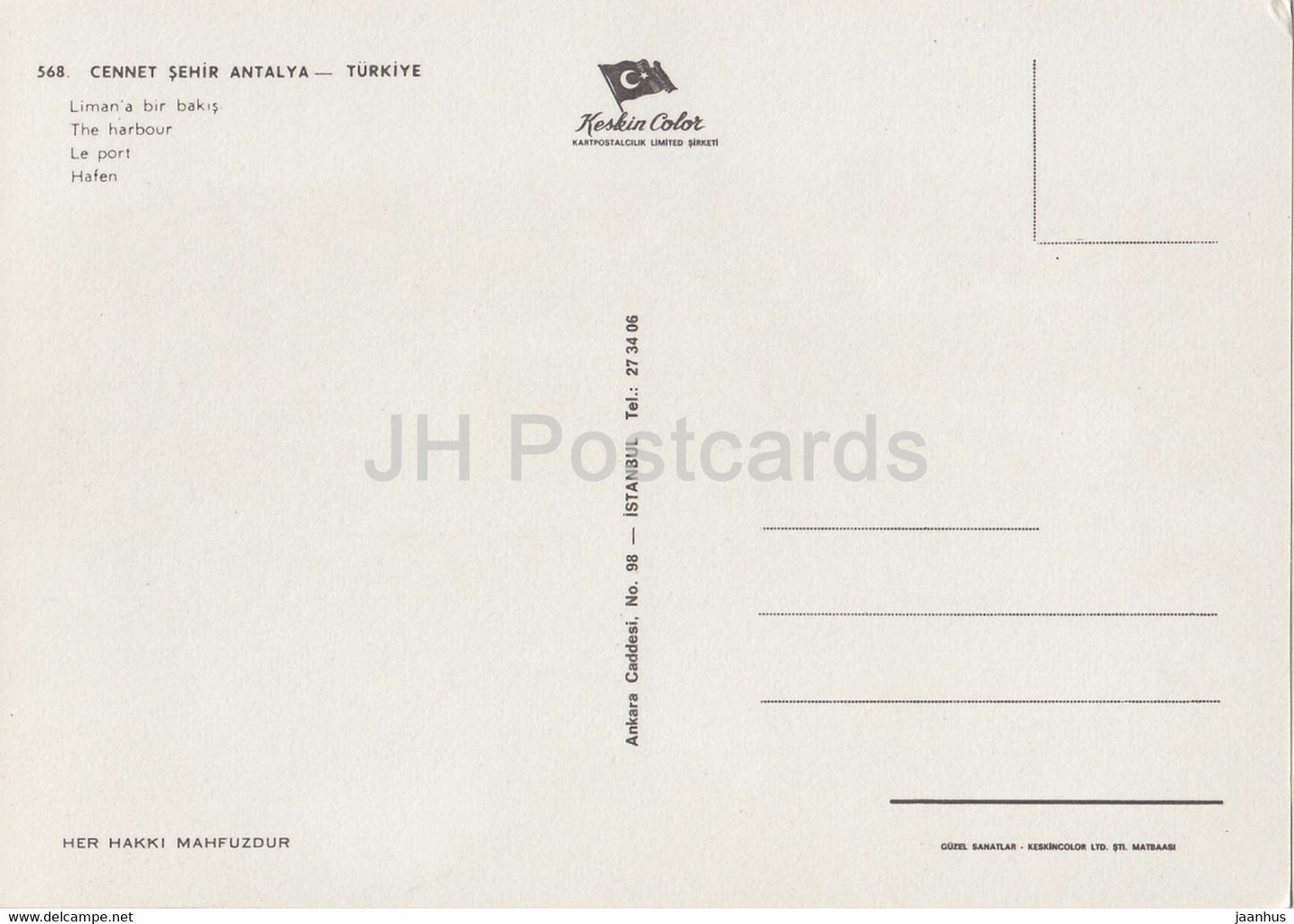 Antalya - The Harbour - port - boat - 568 - Turkey - unused