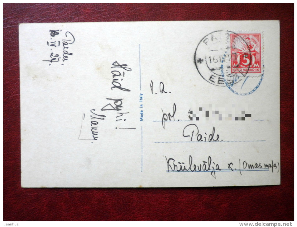 beautiful woman - Superfot 10 - old postcard - circulated in Estonia 1927 , Paide - Italy - used - JH Postcards