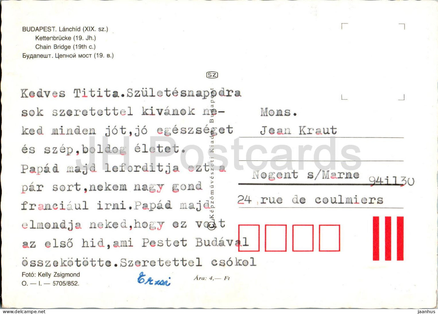 Budapest - Chain Bridge - 5705/852 - Hungary - used