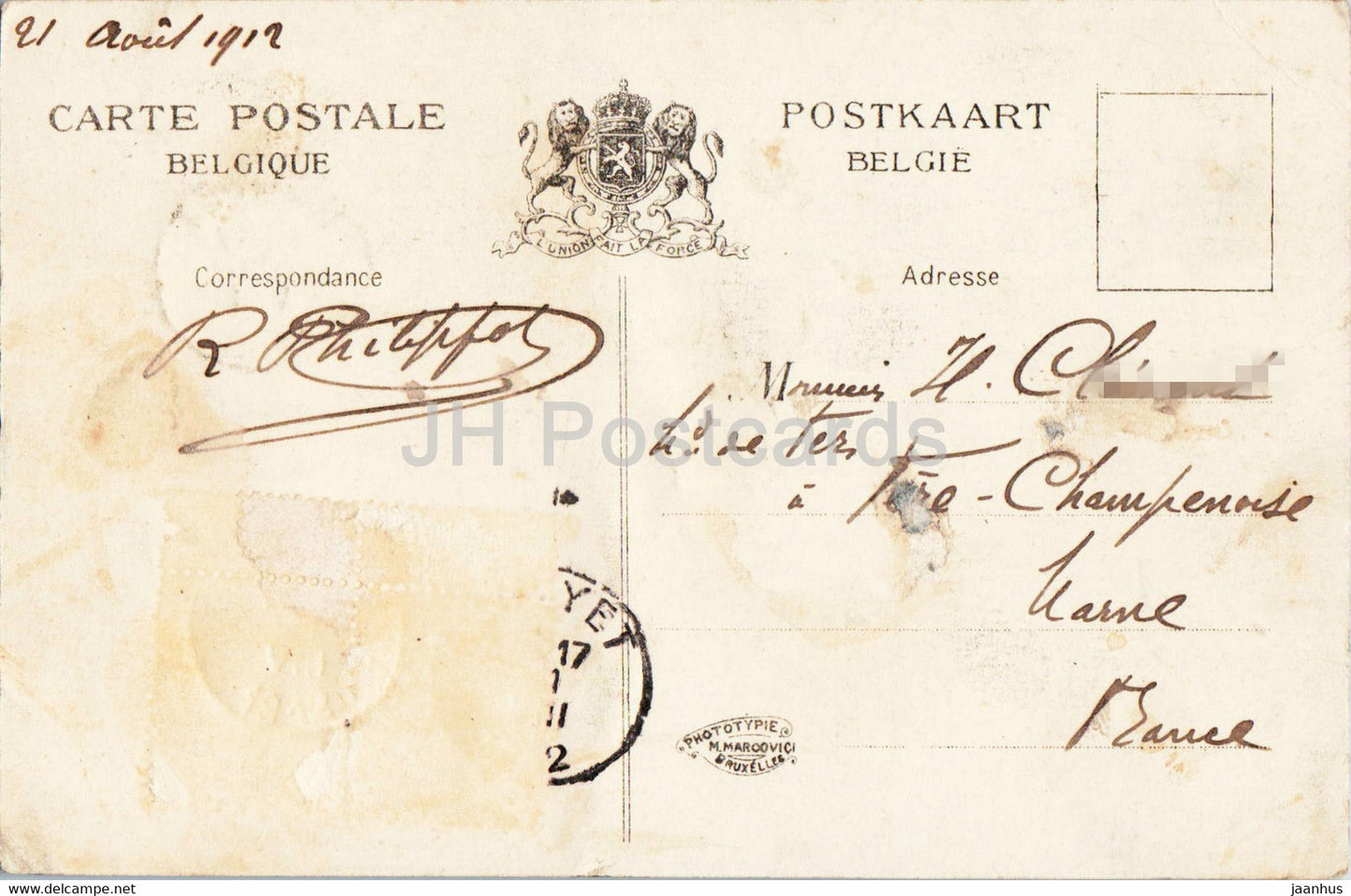 Grottes de Han - Le lac d'embarquement - carte postale ancienne - 1912 - Belgique - occasion