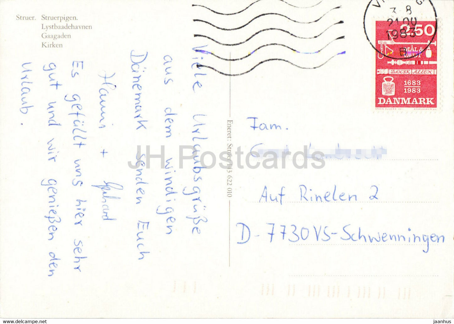 Struer - bateau - vue sur la rue - église - multiview - 1983 - Danemark - utilisé