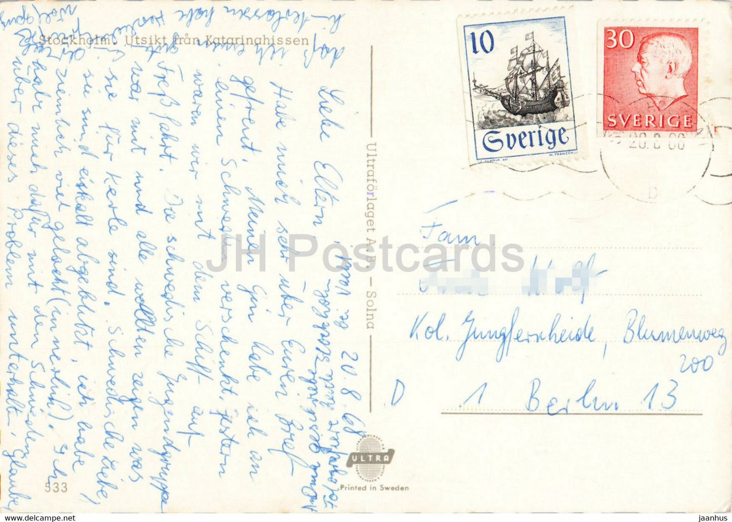 Stockholm - Utskit fran Katarinahissen - View from Katarina lift - 1968 - Sweden - used