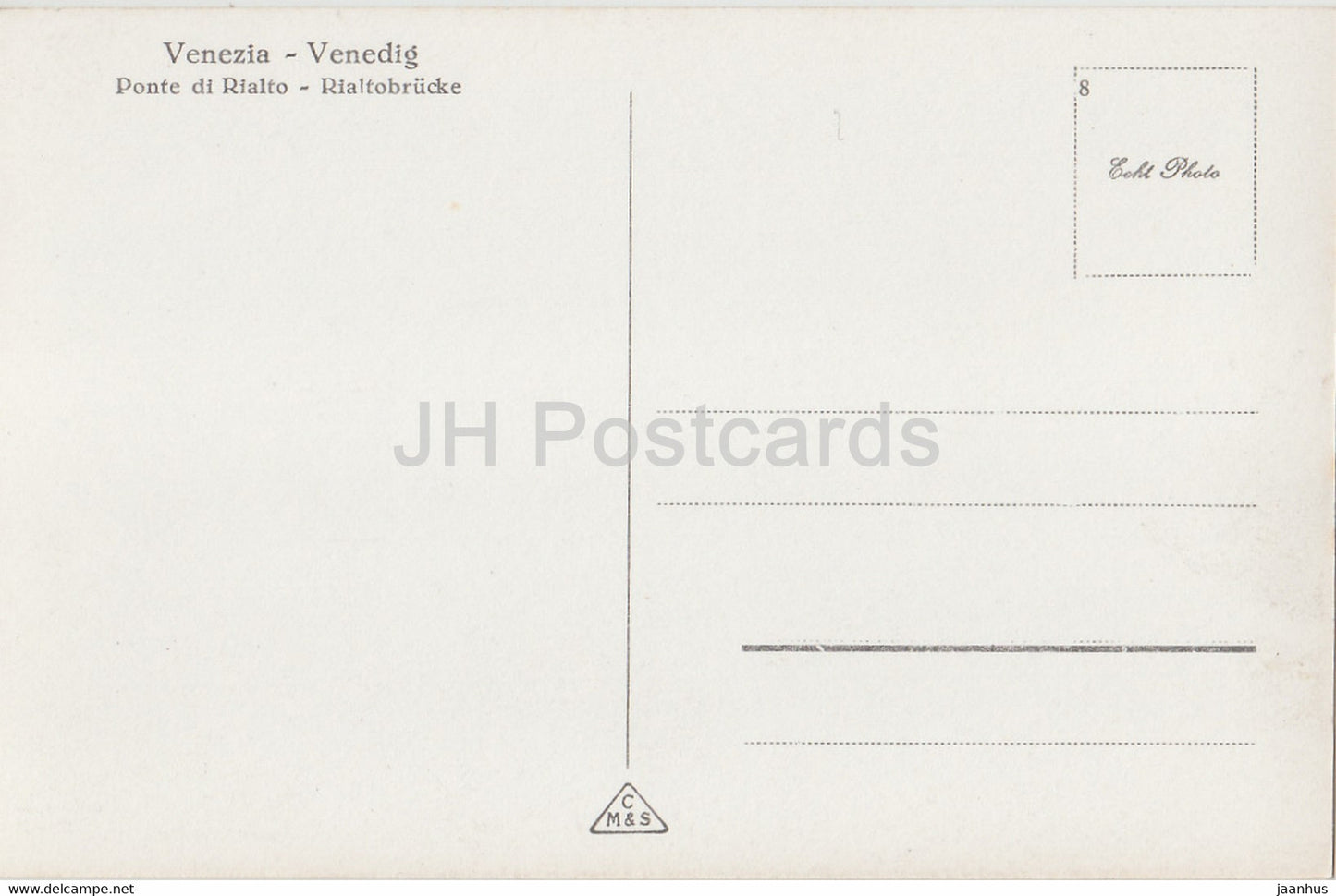 Venezia - Vendig - Venice - Ponte di Rialto - 733 - old postcard - Italy - unused