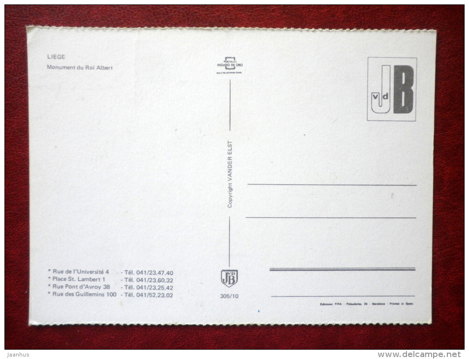 monument du Roi Albert - monument to king Albert - bridge - Liege - Belgium - unused - JH Postcards