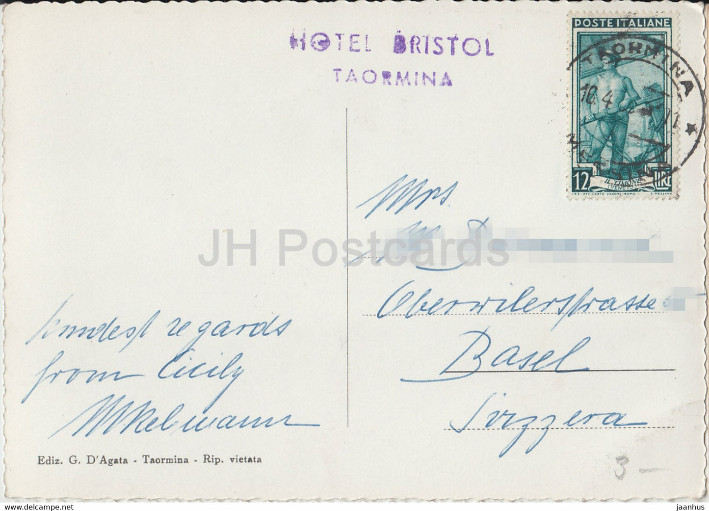 Taormina - L'Etna dal Giardino Conte Marzotto - Etna from the Conte Marzotto Garden - old postcard - Italy - used