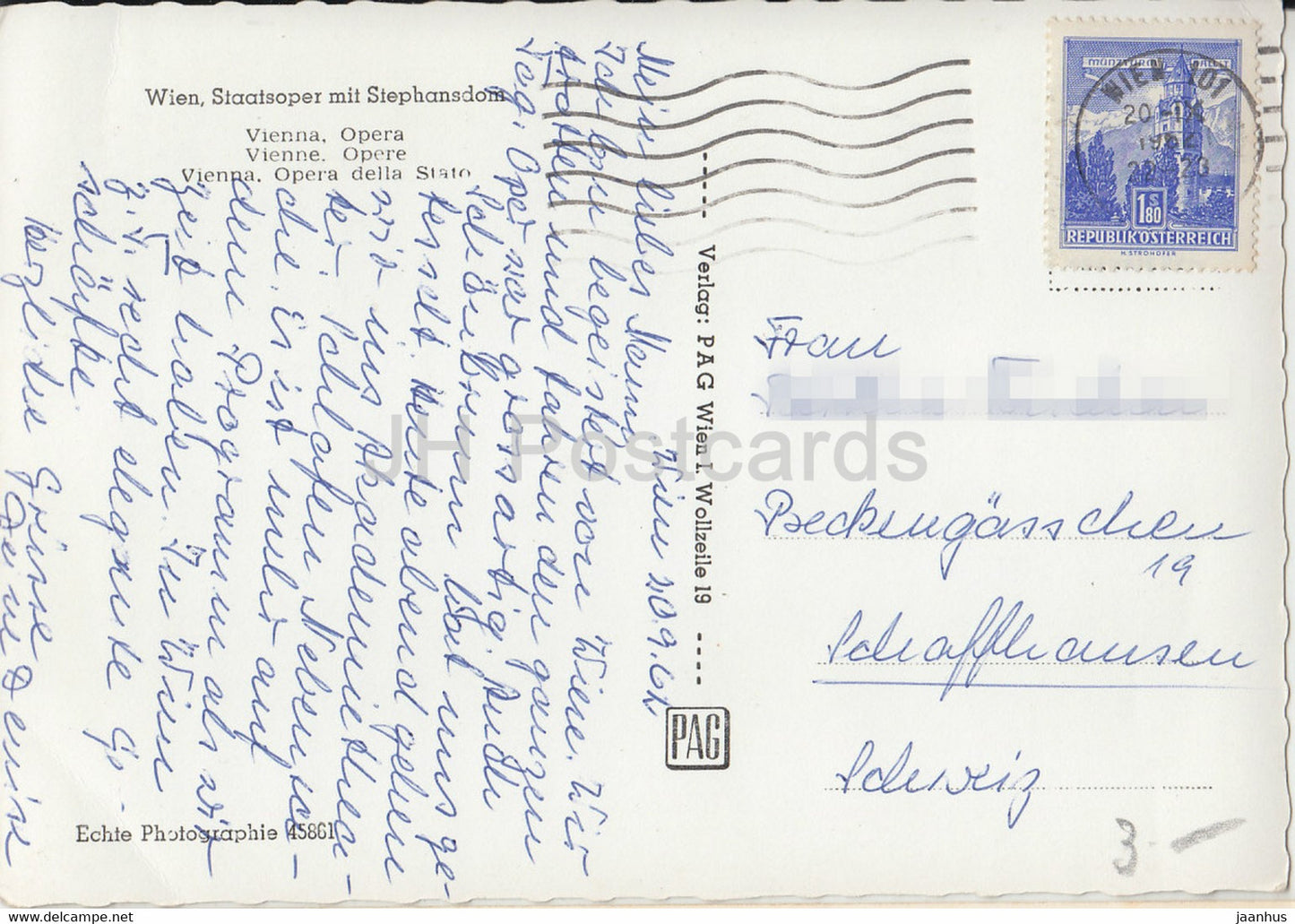 Wien - Vienne - Staatsoper mit Stephansdom - opéra - voiture - bus - tramway - 1962 - Autriche - occasion