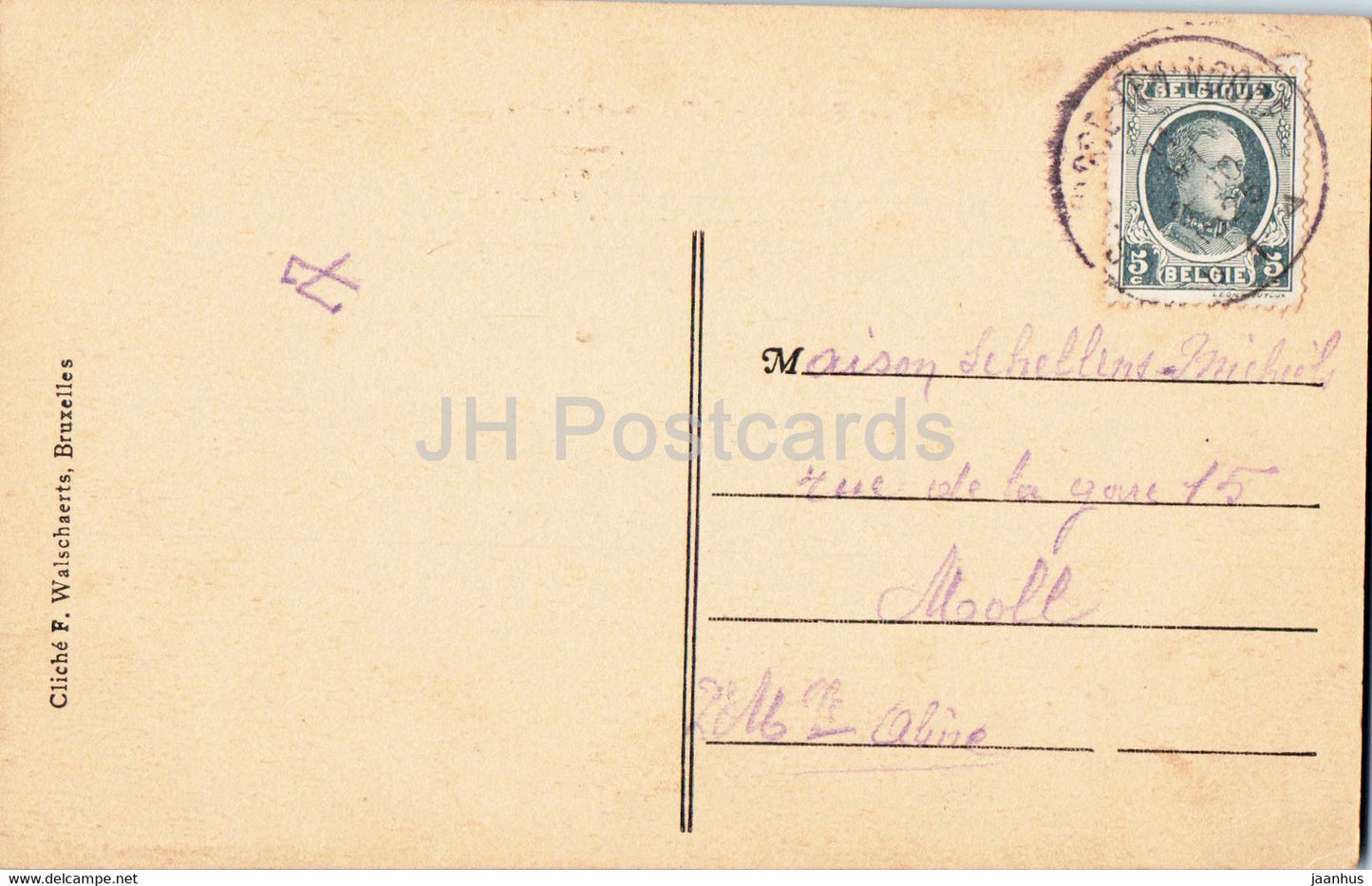 Bruxelles - Bruxelles - Place Royale - Eglise Saint Jacques - tram - 58 - carte postale ancienne - 1925 - Belgique - occasion