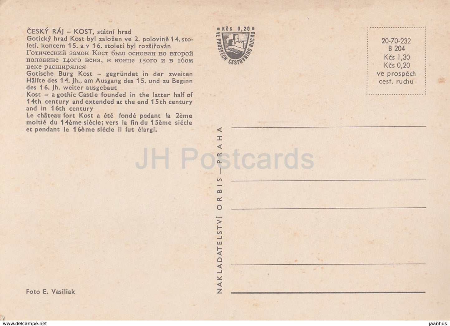 Cesky Raj - Czech Paradise - Kost - gothic Castle - Czechoslovakia - Czech Republic - old postcard - unused