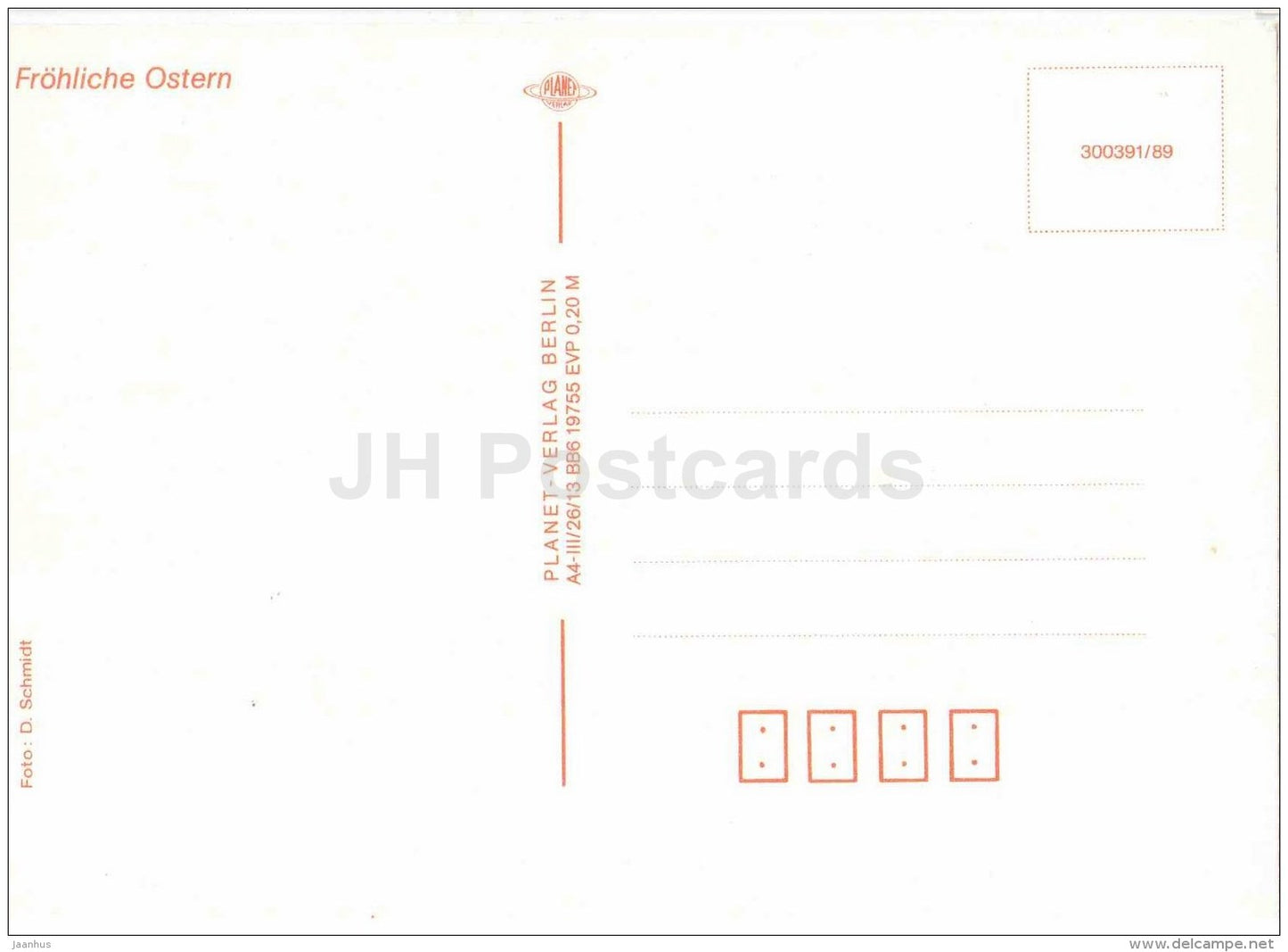 Easter Greeting Card - Ostern - hare - rabbit - eggs - painting - Germany - unused - JH Postcards