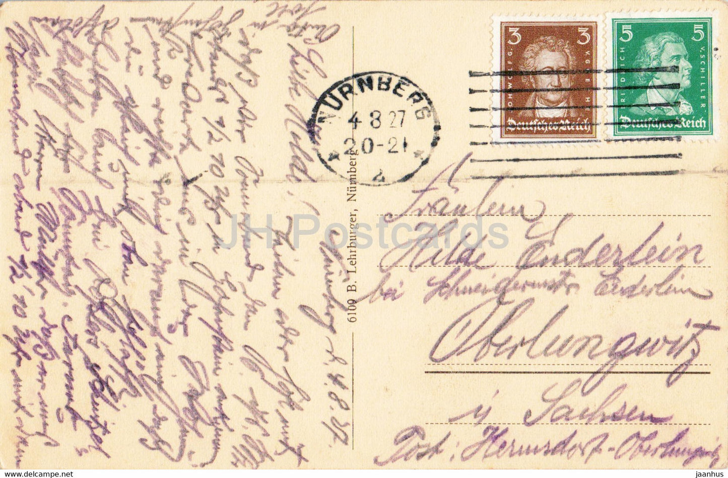 Nuremberg - Nuremberg - panorama - 6109 - carte postale ancienne - 1927 - Allemagne - utilisé